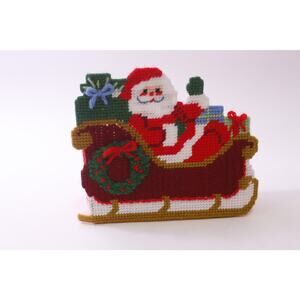 Santa Claus, Coaster Holder, Plastic Canvas, Christmas, Decor, ~ 260115-WH 899